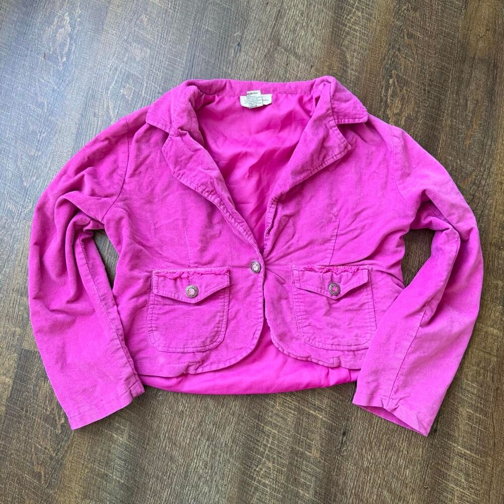 Y2K Signature Studio hot pink cropped blazer jacket